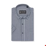 Kam S/S Classic Gingham Check Shirt - navy